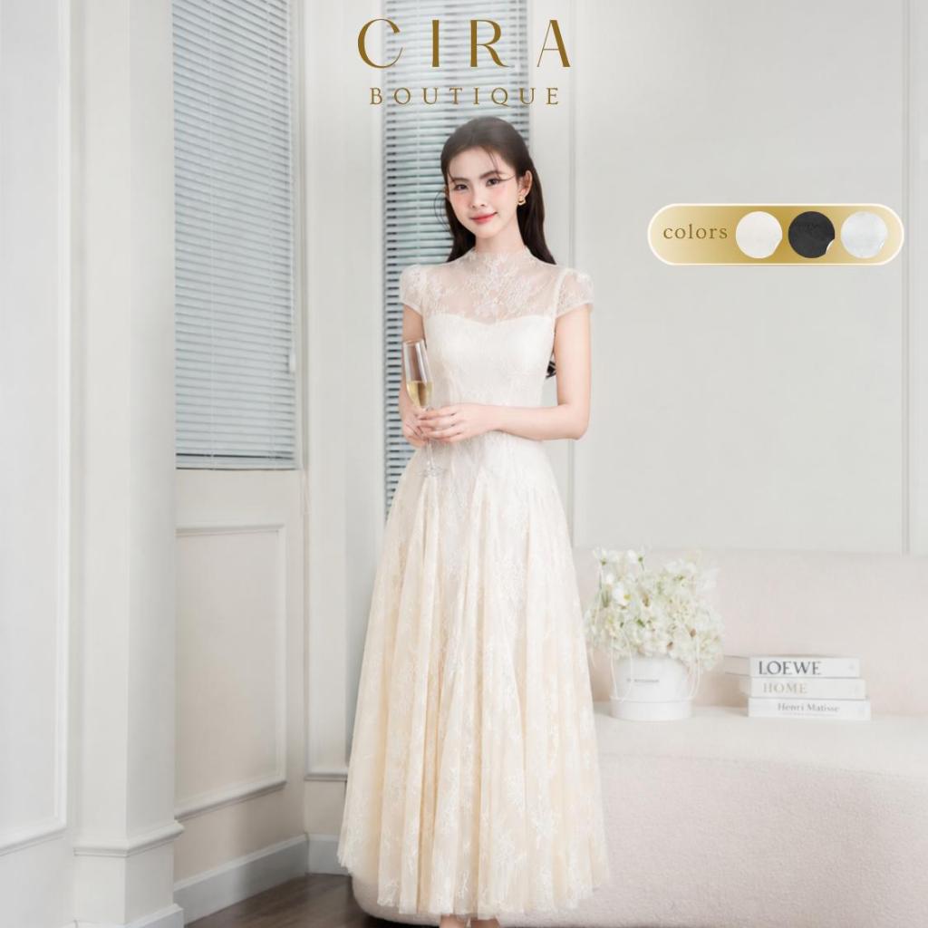 Cira Boutique Đầm Dự Tiệc Sang Trọng Dáng Xòe Dài Cao Cấp, Thiết kế Tiểu Thư Che Khuyết Điểm D1444