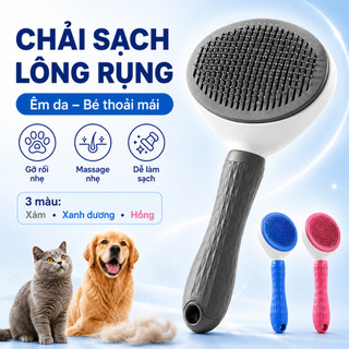 Lược Chải Lông Chó Mèo Đầu Kim Tròn, Bàn Chải Gỡ Rối Loại Bỏ Lông Rụng, Tay Cầm Chống Trượt 3 Màu