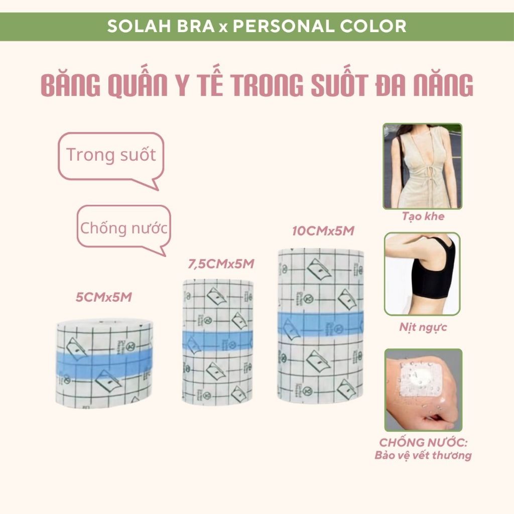 Băng Quấn Trong Suốt Đa Năng Y Tế SOLAH Tạo Khe Cho Nữ San Phẳng Ngực Tomboy Áo Mỏng Hở Lưng PK03