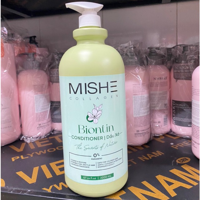 Cặp Gội Xả Mishe Collagen Biotin Dung Tích 2000ml Bảo Vệ Da Đầu, Dầu Gội Thảo Dược Nuôi Dưỡng Tóc Chắc Khỏe