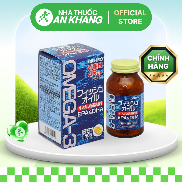 Dầu cá Orihiro Omega 3 giúp tốt cho não bộ, bổ mắt lọ 180 viên [Nhà Thuốc An Khang - Chính Hãng 100%]