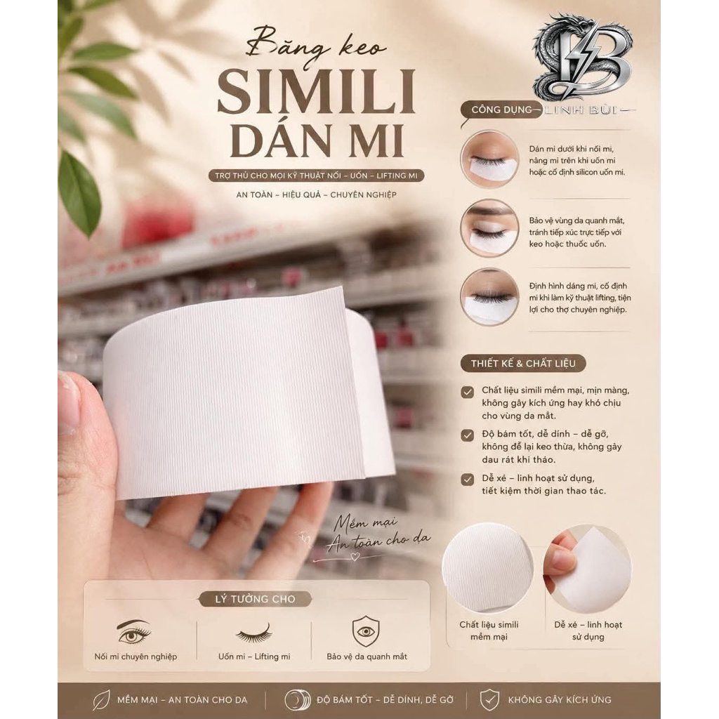 Băng keo simili dán mi 5cm , hổ trợ nối mi và uốn mi - Linh Bùi