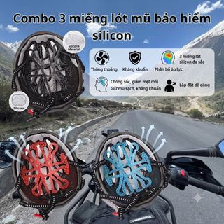 Combo 3 Miếng Lót Mũ Bảo Hiểm Silicon Thoáng Khí Đệm Lót Mũ Chống Nóng, Giảm Mồ Hôi, Đội Êm Ái