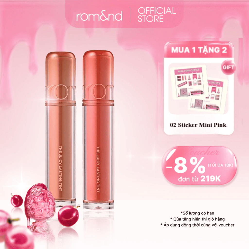[Rom&nd] [Màu 31-35] Son Tint lì cho môi căng mọng THE JUICY LASTING TINT