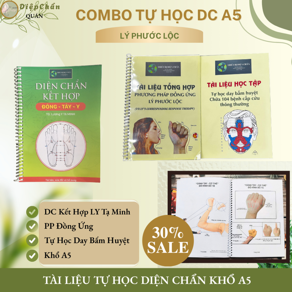 Combo 2 Tài Liệu Tự Học Day Bấm Huyệt Và Đồng Ứng A5 Lý Phước Lộc