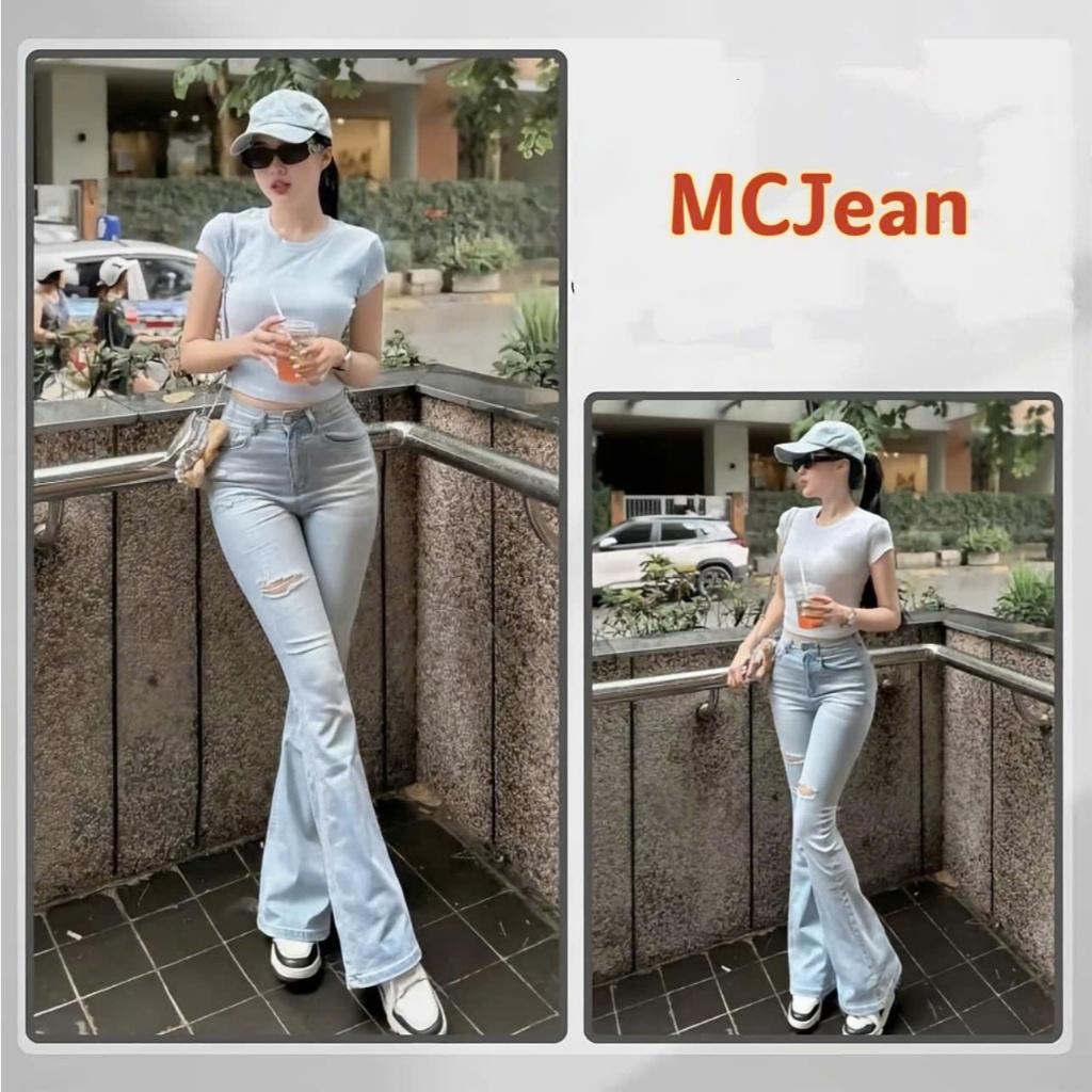 [NOVEMBER CLOTHING] QUẦN JEANS NỮ ỐNG LOE RÁCH CẠP CAO HÁCH DÁNG HOTTREND 2026