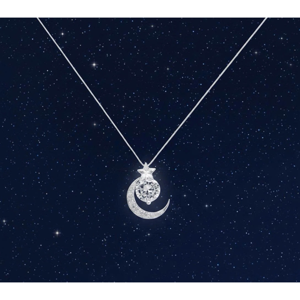 Mặt dây chuyền bạc 925 Trăng Sao Đá Mossanite 6mm Luna Jewelry
