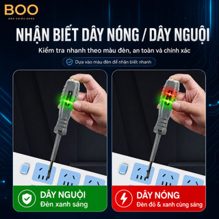 Bút Thử Điện Đèn LED Đổi Màu BOO, Dò Dây Nóng Dây Nguội, Kiểm Tra Đứt Dây, Đầu Dẹp Đầu Bake Nam Châm
