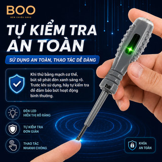 Bút Thử Điện Đèn LED Đổi Màu BOO, Dò Dây Nóng Dây Nguội, Kiểm Tra Đứt Dây, Đầu Dẹp Đầu Bake Nam Châm