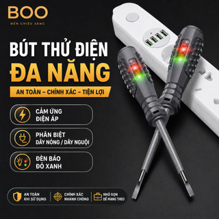 Bút Thử Điện Đèn LED Đổi Màu BOO, Dò Dây Nóng Dây Nguội, Kiểm Tra Đứt Dây, Đầu Dẹp Đầu Bake Nam Châm