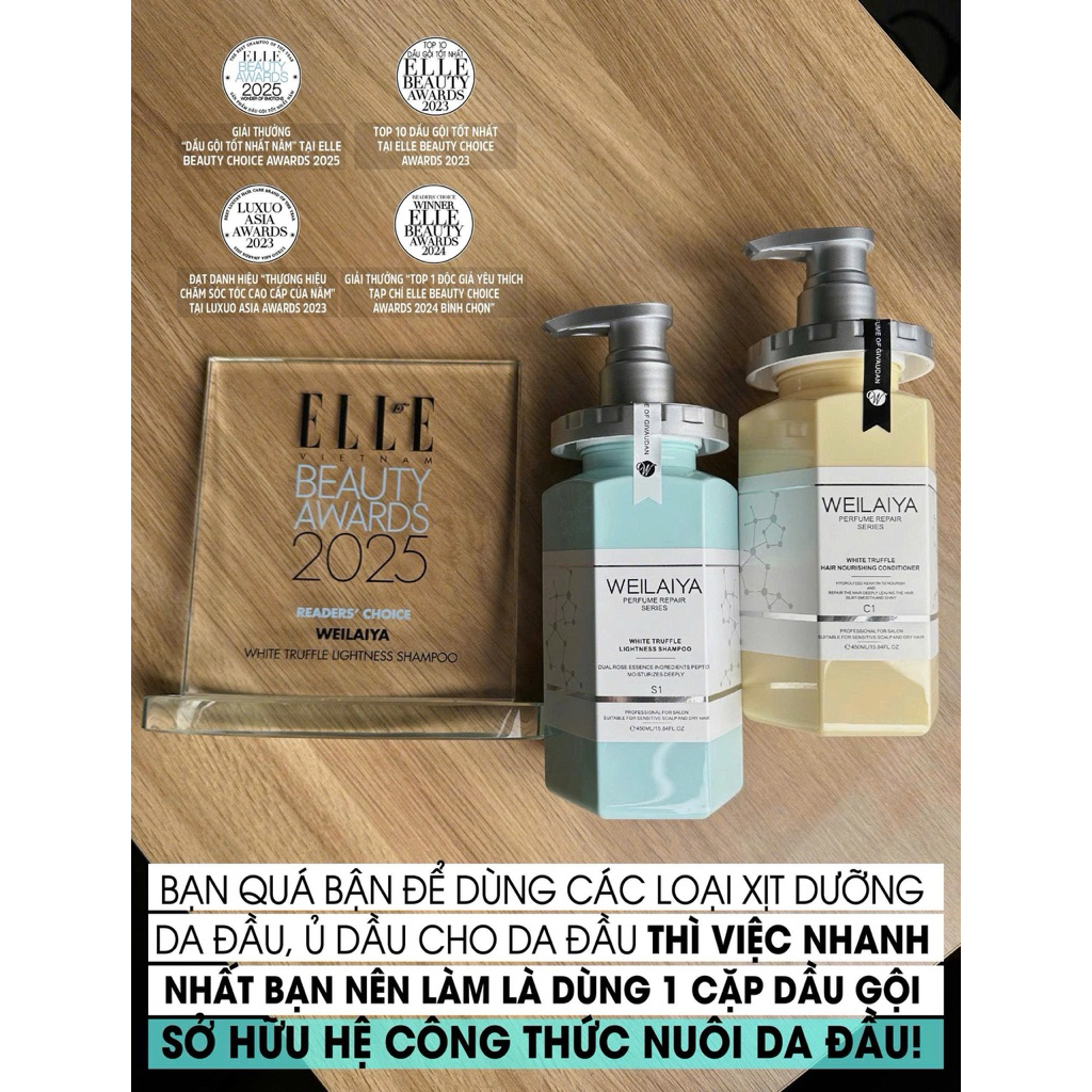Dầu Gội nấm đa tầng hương Weilaiya White Truffle  450ml Cao Cấp - Sản phẩm chính hãng