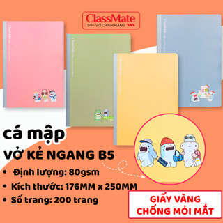 Vở 200 Trang 80GSM Kẻ Ngang ClassMate Giấy Vàng Tráng Keo, Chống Mỏi Mắt Và Viết Bút Gel, Highlight Không Bị Thấm