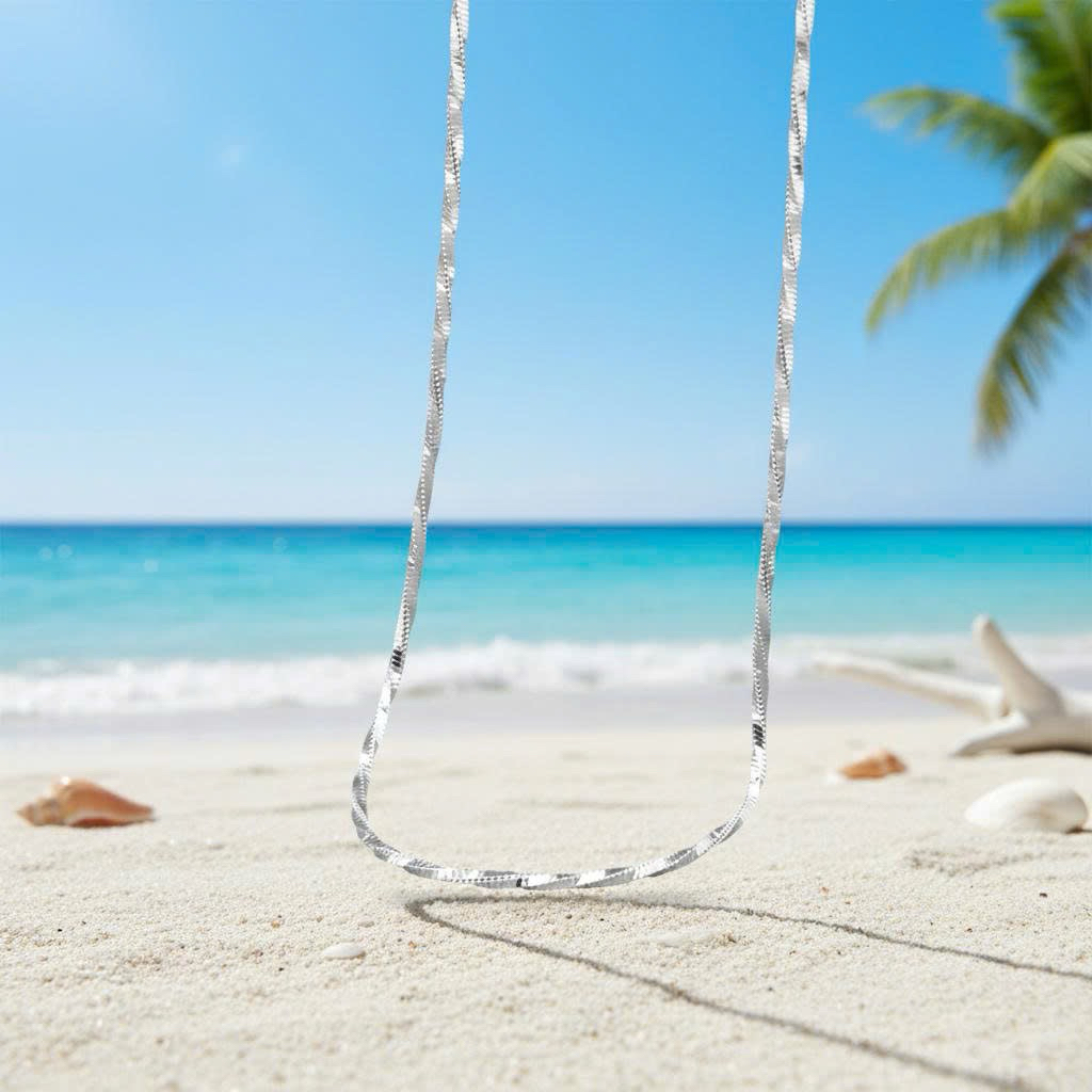 Dây chuyền bạc 925 sợi xoắn vuông Luna Jewelry