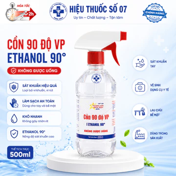 Cồn 90 độ Vĩnh Phúc Sát Trùng Diệt Khuẩn Chai 500ml có vòi xịt tiện lợi, Giá Tốt, Uy Tín, Chĩnh hãng