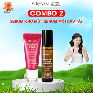 Combo Serum Dưỡng Hồng, Ngừa Khô, Mờ Thâm Môi Dâu Tây 6g & Serum Khử Mùi Mờ Thâm Nách Và Chân SHeGAN 9ml