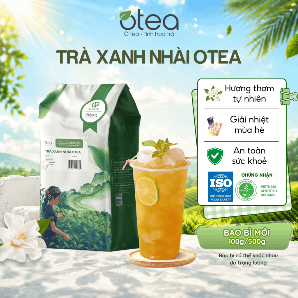 Trà Xanh Nhài Otea - Túi 1KG - Dòng Pha Chuyên Dụng (Trà sữa, trà trái cây)