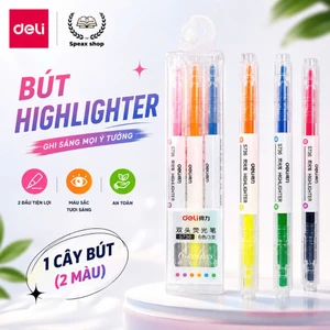 Bộ Bút Highlight Deli Hai Đầu Nhiều Màu Dạ Quang, Đánh Dấu Dòng Tiện Lợi Cho Học Sinh Văn Phòng