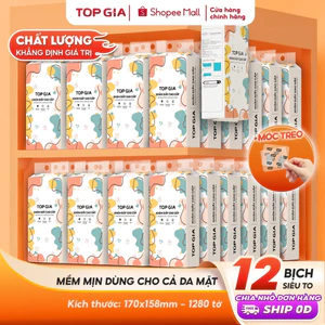 Giấy vệ sinh treo tường TopGia thùng 10 12 8 6 bịch đa sắc, combo tiết kiệm 1280 tờ