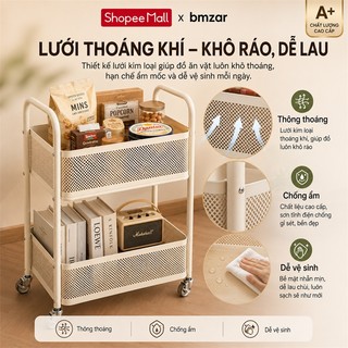 Xe Đẩy Đựng Đồ Ăn Vặt 2 Tầng Thép Carbon Cao Cấp Kệ Để Đồ Đa Năng Không Gian Rộng