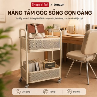Xe Đẩy Đựng Đồ Ăn Vặt 2 Tầng Thép Carbon Cao Cấp Kệ Để Đồ Đa Năng Không Gian Rộng
