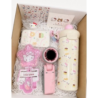 Set Quà Tặng Hello Kitty Cute Bình Giữ Nhiệt| Kẹp Tóc Lược Massage| Kẹp Kitty | Gift Box Sinh Nhật
