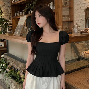 Áo Kiểu Nữ Cổ Vuông Tay Phồng Chiết Eo Dáng Xòe Xinh Xắn Mùa Hè Kimee - KA945