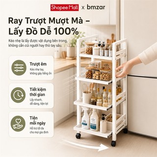 Kệ Bếp Đa Năng Thông Minh Có Ngăn Kéo Rút Kệ Dể Dồ Thép Carbon Cao Cấp 3/4/5 Tầng Có Bánh Xe Di Chuyển
