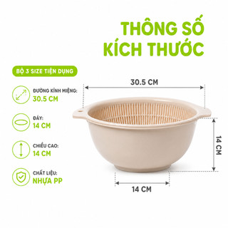 Bộ Chậu Kèm Rổ Nhựa Tròn Hokori 2377 Thoát Nước GD87 - Bộ Rổ Chậu Rửa Rau Củ Quả Nhựa PP Bền Đẹp