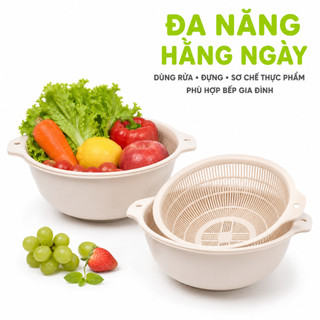 Bộ Chậu Kèm Rổ Nhựa Tròn Hokori 2377 Thoát Nước GD87 - Bộ Rổ Chậu Rửa Rau Củ Quả Nhựa PP Bền Đẹp