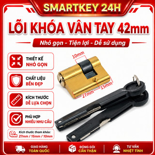 LÕI KHÓA vân tay - khóa tay gạt bằng đồng bọc nhôm dài 42mm