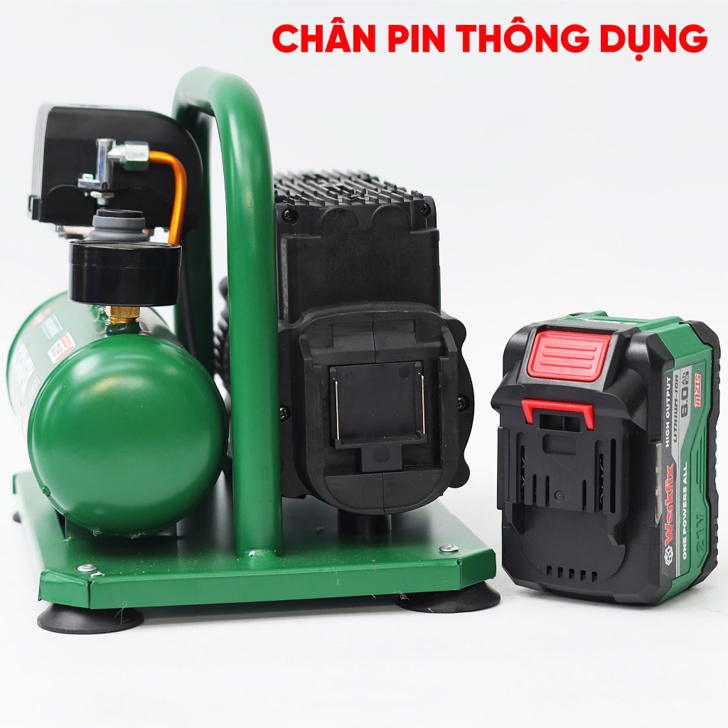 Máy Nén Khí Pin WORKFIX WF-NK30BL, Dung tích 3 lít - Nạp 25 giây đầy bình - Chân pin phổ thông