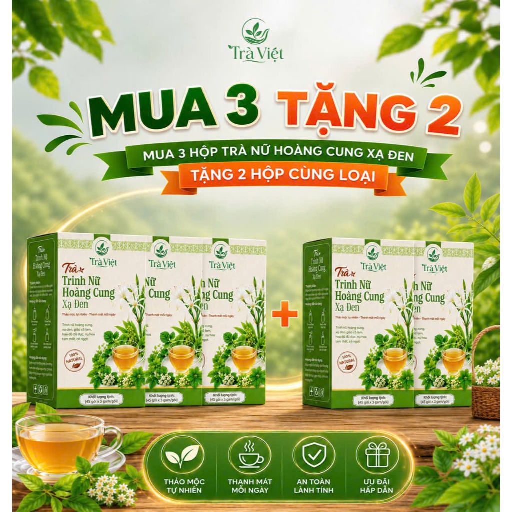 Trà trinh Nữ Hoàng Cung Xạ Đen - Cải Thiện Vấn Đề Về Phụ Khoa - Bồi Bổ Khí Huyết - Chống ôxi hoá