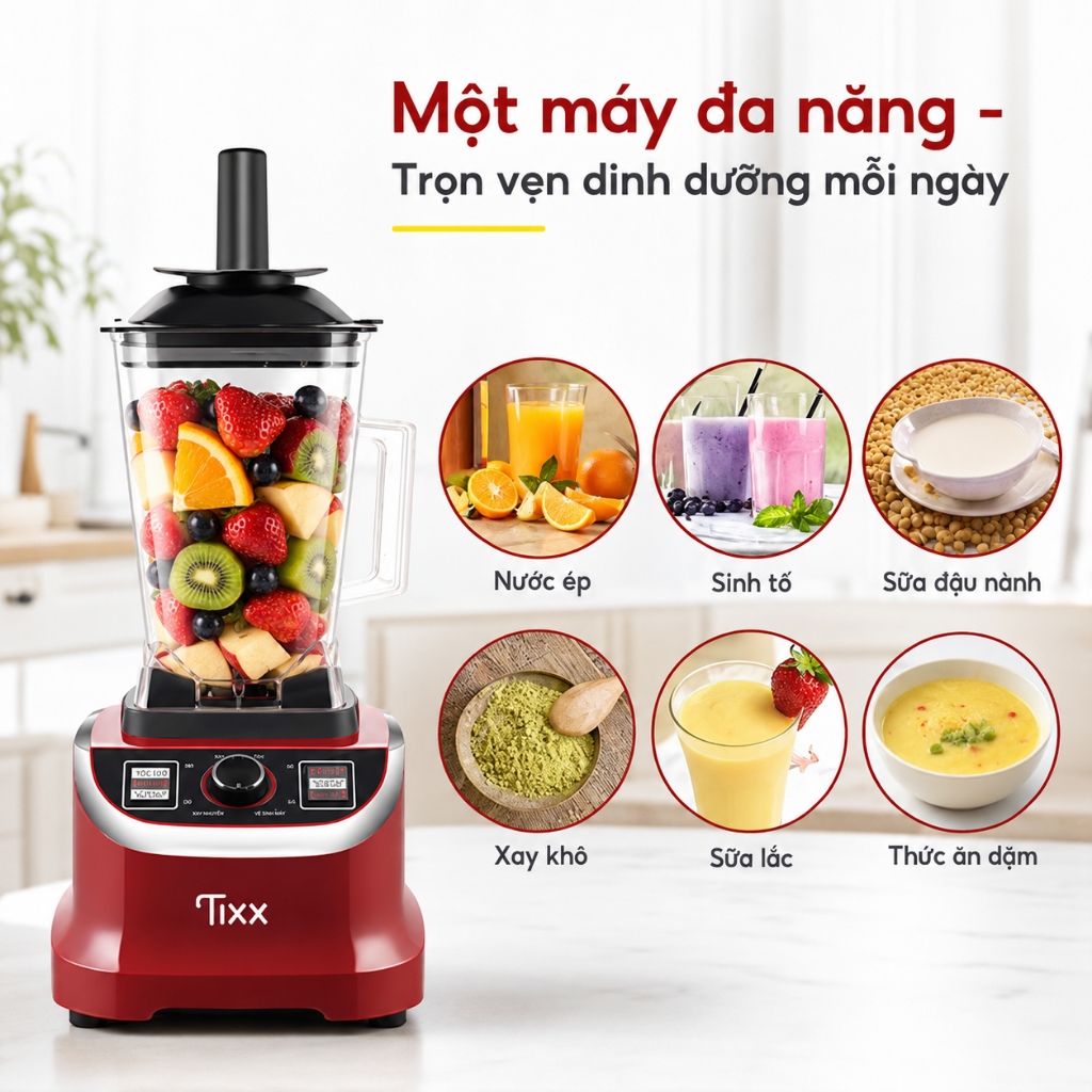 Tixx máy xay sinh tố đa năng 6 trong 1 tự động vệ sinh chính hãng