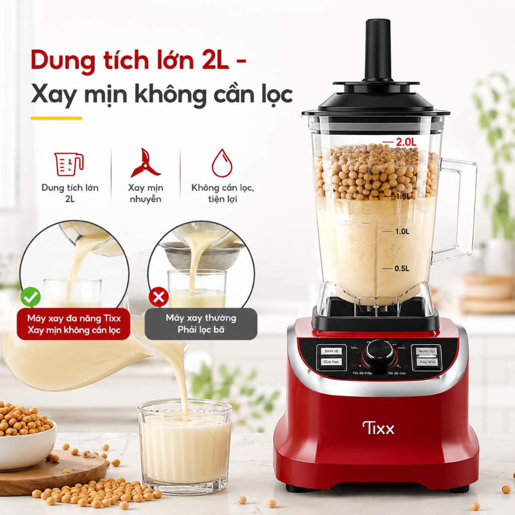 Tixx máy xay sinh tố đa năng 6 trong 1 tự động vệ sinh chính hãng