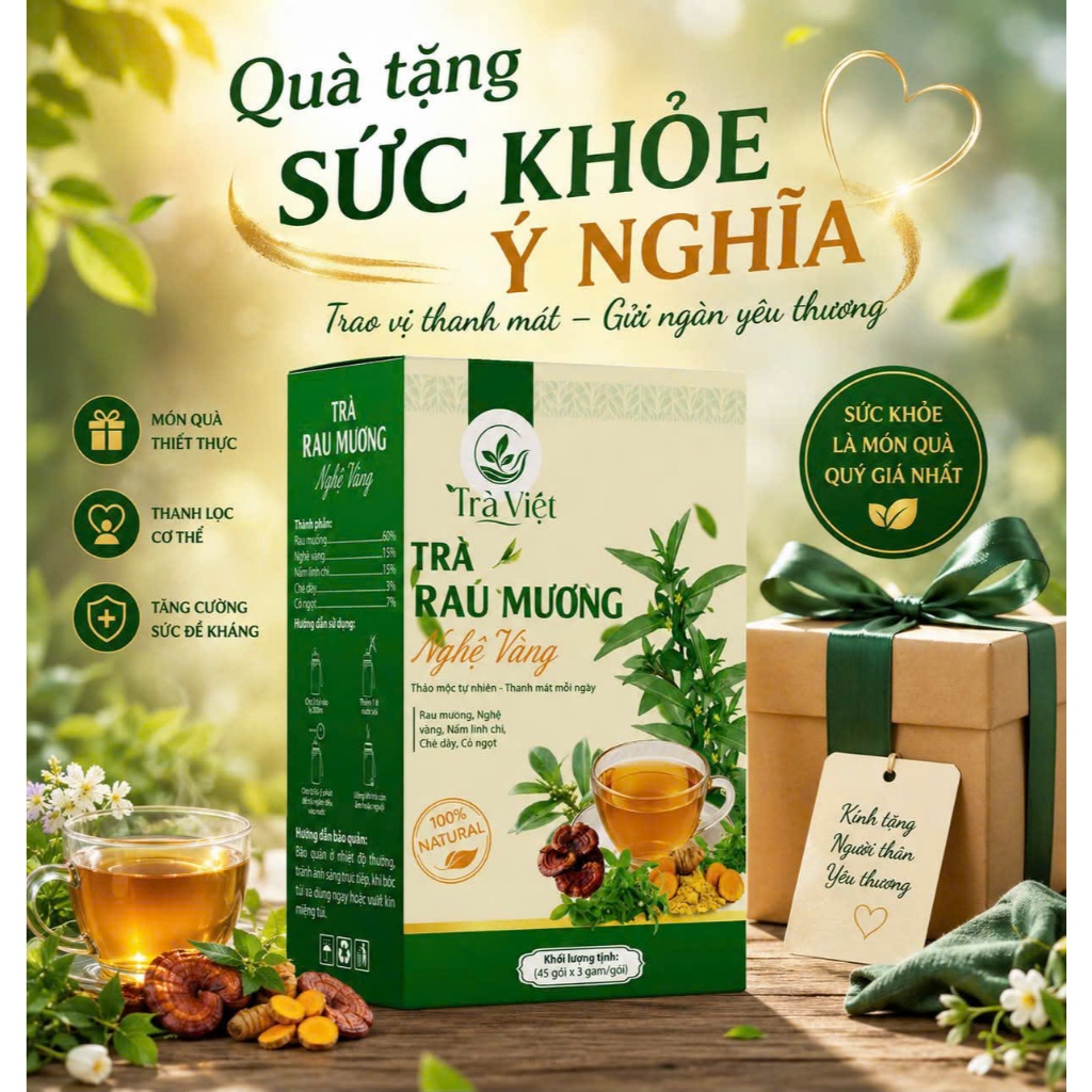 Trà Rau Muơng - Nghệ Kết Hợp Linh Chi & Chè Dây – Thức Uống Thảo Mộc Tự Nhiên