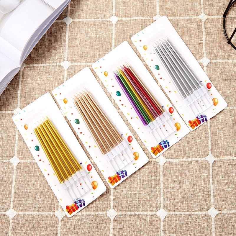 Combo 100 Vỉ Nến Dài Hình Bút Chì Nhiều Màu Trang Trí Bánh Sinh Nhật, Phụ Kiện Bánh Kem Sinh Nhật DUHA 023