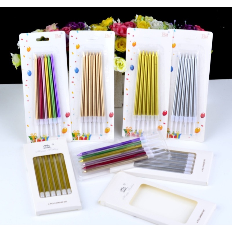 Combo 100 Vỉ Nến Dài Hình Bút Chì Nhiều Màu Trang Trí Bánh Sinh Nhật, Phụ Kiện Bánh Kem Sinh Nhật DUHA 023