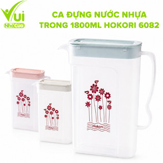 Ca Đựng Nước Nhựa Trong Hokori 1800ML Có Nắp Đậy GD98 - Bình Đựng Nước Hokori 6082 Trong Suốt