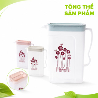 Ca Đựng Nước Nhựa Trong Hokori 1800ML Có Nắp Đậy GD98 - Bình Đựng Nước Hokori 6082 Trong Suốt