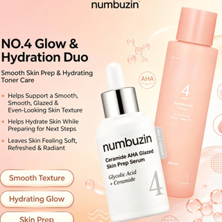 Toner numbuzin No.4 Hydrating Glow Mineral 200ml/Serum numbuzin No.4 Ceramide AHA Glazed Skin Prep
