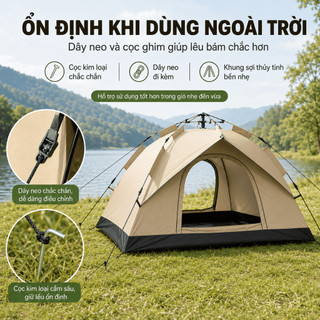 Lều Cắm Trại Tự Bung 2 Lớp, Chống Muỗi Chống Mưa Nhẹ, Gấp Gọn Cho 1-2 Người