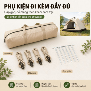Lều Cắm Trại Tự Bung 2 Lớp, Chống Muỗi Chống Mưa Nhẹ, Gấp Gọn Cho 1-2 Người