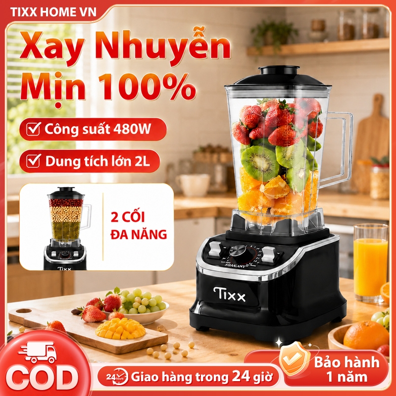 Tixx máy xay sinh tố xay nhuyễn mịn 2 cối đa năng công suất lớn chính hãng