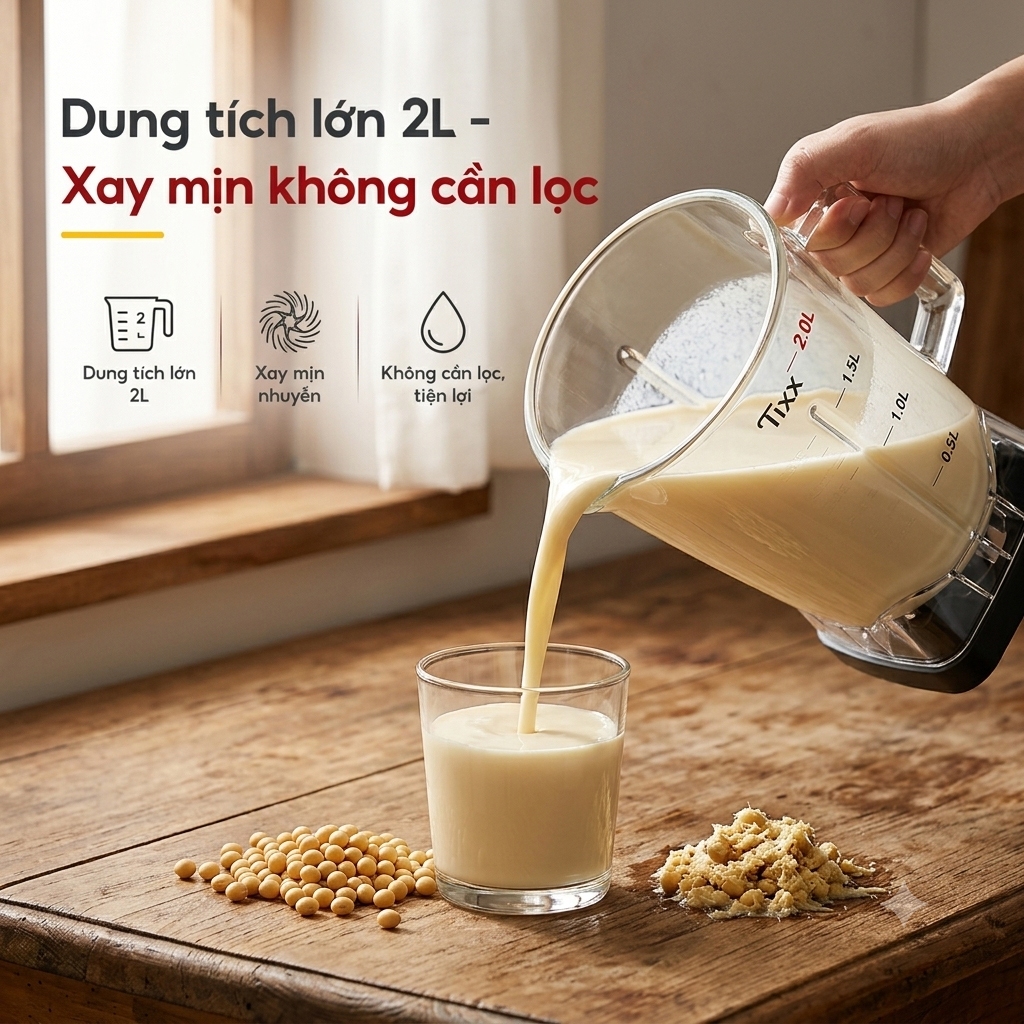 Tixx máy xay sinh tố xay nhuyễn mịn 2 cối đa năng công suất lớn chính hãng