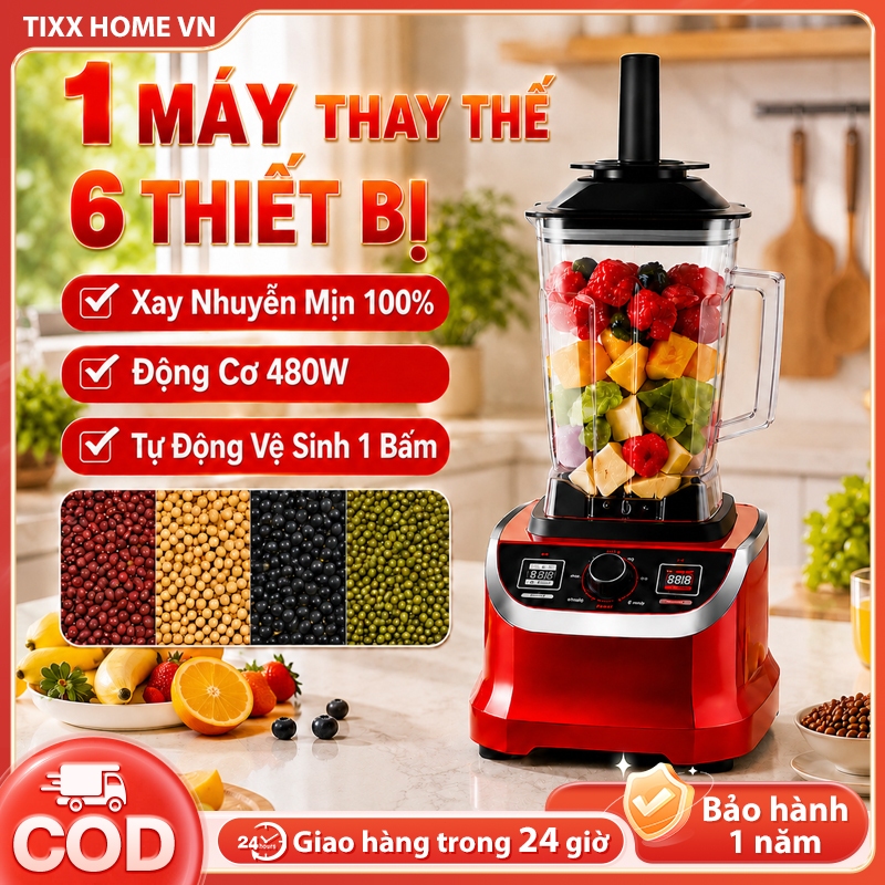 Tixx máy xay sinh tố đa năng 6 trong 1 tự động vệ sinh chính hãng