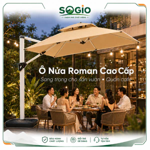 Ô dù sân Vuông 2.5m Mái Chéo Cao Cấp Ngoài Trời Khung Nhôm Xoay 360° Dù Che Nắng Sân Vườn Café