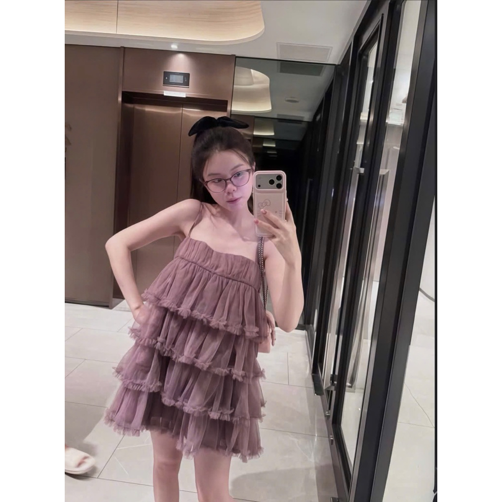 Váy lưới 2 dây phối bèo tầng quá xinh
