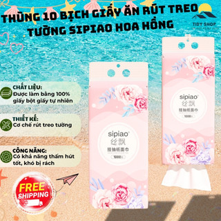 Thùng 10 Bịch Giấy Ăn Rút Treo Tường Sipiao Hoa Hồng 1000 Tờ Tiện Lợi TIDY SHOP