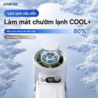 Quạt Cầm Tay Mini Sò Lạnh TEC ANKRE, 199 Cấp Độ Gió, Pin 6000mAh, Màn Hình LED, Gấp Gọn 135°, Sạc Type-C