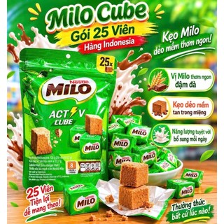 Kẹo Milo Cube Nestlé 25 Viên – Socola Mạch Nha Dạng Khối Giòn Xốp, Vị Milo Đậm Đà, Gói Tiện Lợi